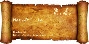 Matkó Lia névjegykártya